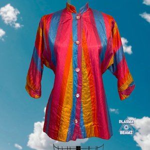 Vintage Roberta Lynn of Hollywood Multicolor Quilted Smoking Jacket 10